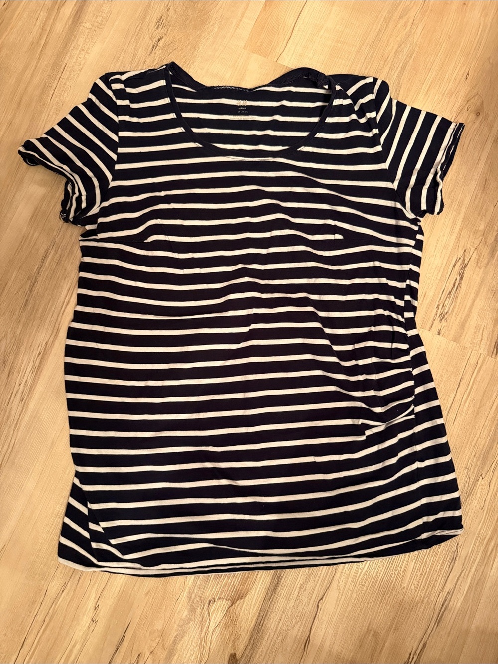 H&M Navy & White Striped Short Sleeve Crew Tee